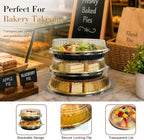15 Pack Disposable Plastic Serving Trays with Clear Lids, 10 Inch Round Gold Sushi Trays, Party Platters, Pie, alternate view