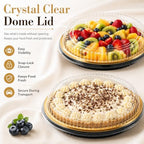 15 Pack Disposable Plastic Serving Trays with Clear Lids, 12 Inch Round Gold Sushi Trays, Party Platters, Pie, alternate view
