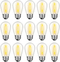 15 Pack S14 LED Outdoor String Light Bulbs, Warm White, E26 Base in Warm White