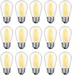 15 Pack S14 LED Outdoor String Light Bulbs, Warm White, E26 Base in Warm White