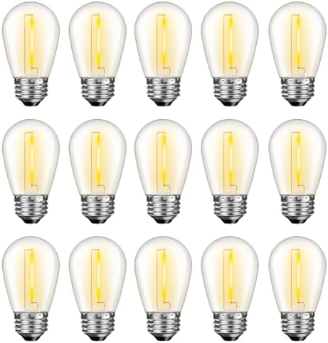 15 Pack S14 LED Outdoor String Light Bulbs, Warm White, E26 Base in Warm White
