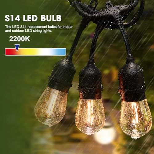 15 Pack S14 LED Outdoor String Light Bulbs, Warm White, E26 Base in Warm White, alternate view 2