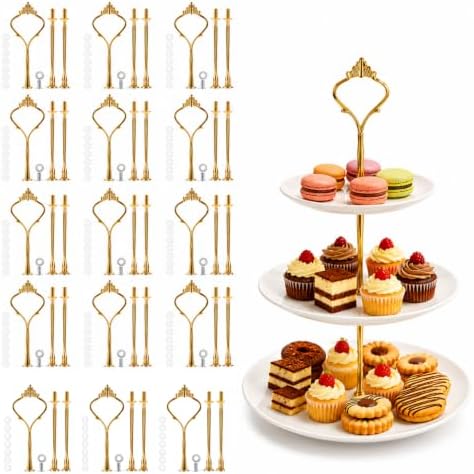 15 Pcs Tiered Tray Hardware Kit, 3-Tier Tiered Plate Hardware, Cake Stand Hardware, Zinc Alloy Rod Fittings for