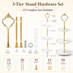 15 Pcs Tiered Tray Hardware Kit, 3-Tier Tiered Plate Hardware, Cake Stand Hardware, Zinc Alloy Rod Fittings for, alternate