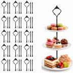 15 Pcs Tiered Tray Hardware Kit, Crown Handle Black 3-Tier in Black
