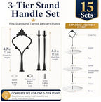 15 Pcs Tiered Tray Hardware Kit, Crown Handle Black 3-Tier in Black, alternate view 2