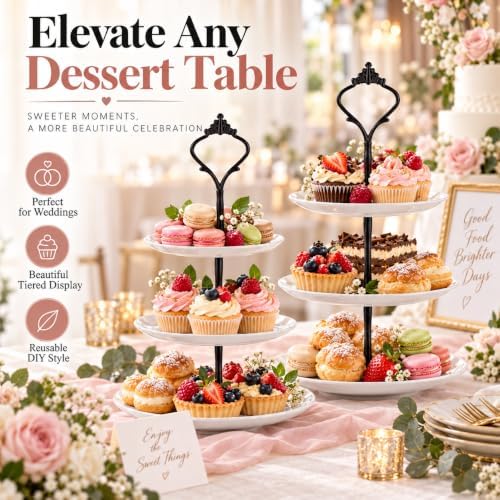 15 Pcs Tiered Tray Hardware Kit, Crown Handle Black 3-Tier in Black, alternate view 5