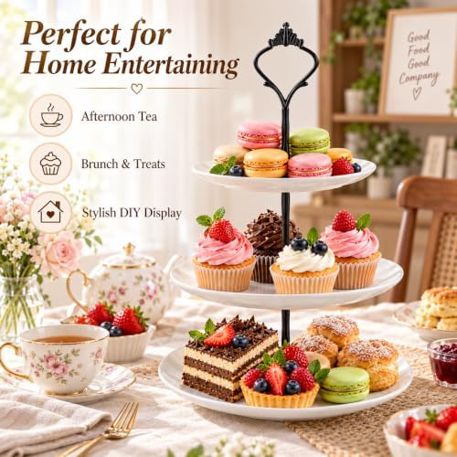 15 Pcs Tiered Tray Hardware Kit, Crown Handle Black 3-Tier in Black, alternate view 6