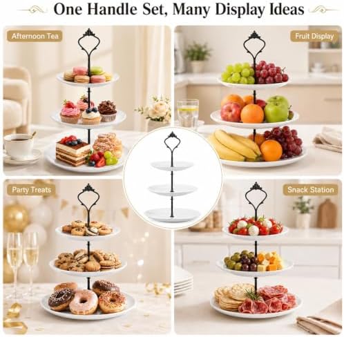 15 Pcs Tiered Tray Hardware Kit, Crown Handle Mixed Colors in Black, Sliver, Gold, alternate view 7