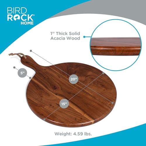 15” Round Acacia Wood Charcuterie Board with Handle, Espresso in Medium - Round in Espresso, alternate view 4