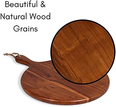 15” Round Acacia Wood Charcuterie Board with Handle, Espresso in Medium - Round in Espresso, alternate view 7