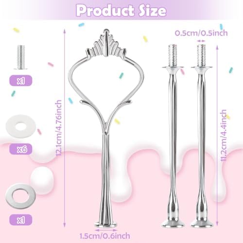 15 Sets 3 Tiered Cake Stand Hardware Kit, Heavy Duty in Silver, alternate view 2