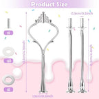 15 Sets 3 Tiered Cake Stand Hardware Kit, Heavy Duty in Silver, alternate view 2