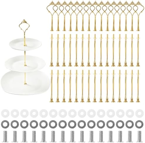 15 Sets 3 Tiered Cake Stand Hardware Kit, Zinc-Alloy, Gold Crown in Golden