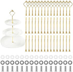 15 Sets 3 Tiered Cake Stand Hardware Kit, Zinc-Alloy, Gold Crown in Golden