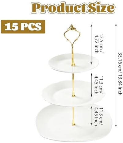 15 Sets 3 Tiered Cake Stand Hardware Kit, Zinc-Alloy, Gold Crown in Golden, alternate view 3