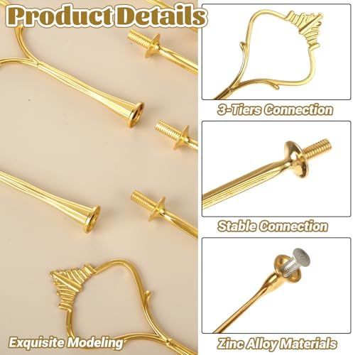 15 Sets 3 Tiered Cake Stand Hardware Kit, Zinc-Alloy, Gold Crown in Golden, alternate view 4