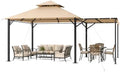 15 x10 FT Soft Top Gazebo with Extended Shade, Steel Frame, Beige in 15 x10 FT in Beige