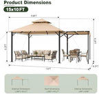 15 x10 FT Soft Top Gazebo with Extended Shade, Steel Frame, Beige in 15 x10 FT in Beige, alternate view 3