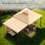 15 x10 FT Soft Top Gazebo with Extended Shade, Steel Frame, Beige in 15 x10 FT in Beige, alternate view 4