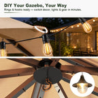15 x10 FT Soft Top Gazebo with Extended Shade, Steel Frame, Beige in 15 x10 FT in Beige, alternate view 5