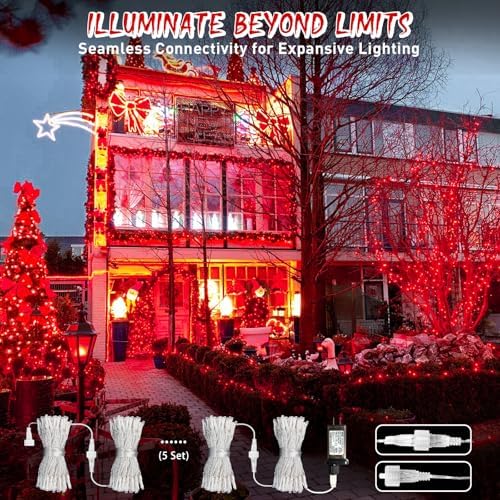 150 LED Connectable Red Christmas Lights Indoor Outdoor Waterproof, alternate view 5