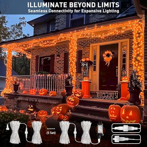 150 LED Orange Halloween Lights Indoor, Fall Lights Plug in in Orange, alternate view 2