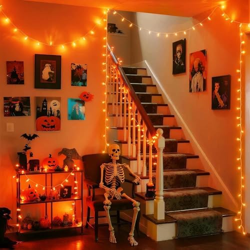 150 LED Orange Halloween Lights Indoor, Fall Lights Plug in in Orange, alternate view 4