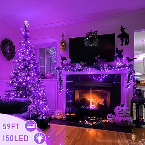 150 LED Purple String Lights, Connectable Halloween Lights Indoor, alternate view 4
