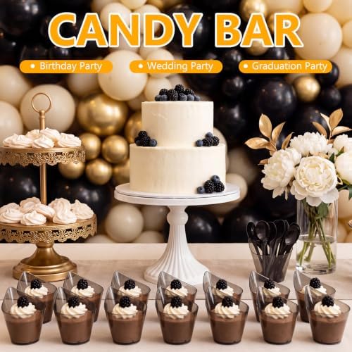 150 Pack Plastic Dessert Cups with Tasting Spoons,7 oz, Black in 7 oz in Black, alternate view 7