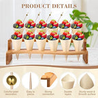 150 Pcs Charcuterie Cones with Wood Ice Cream Cone Food Holder in Natural Wood, alternate view 4