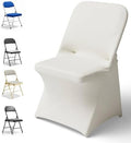 150 PCS Spandex Folding Chair Covers Ivory, Universal Fitted