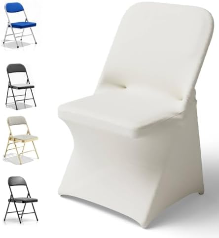 150 PCS Spandex Folding Chair Covers Ivory, Universal Fitted