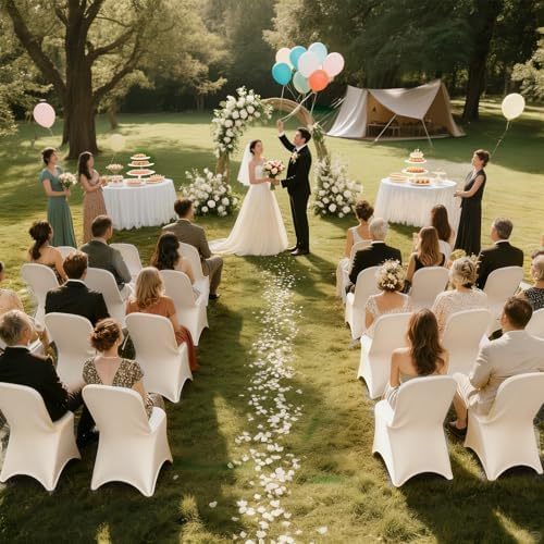 150 PCS Spandex Folding Chair Covers Ivory, Universal Fitted, alternate view 2