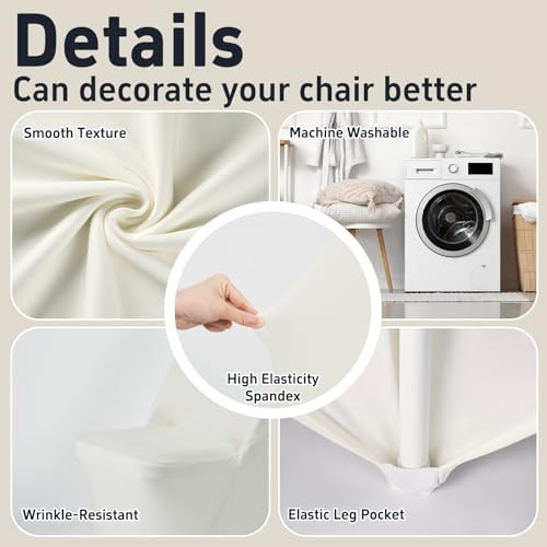 150 PCS Spandex Folding Chair Covers Ivory, Universal Fitted, alternate view 4