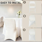 150 PCS Spandex Folding Chair Covers Ivory, Universal Fitted, alternate view 5