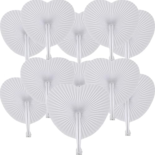 150 Pcs White Heart Paper Fans
