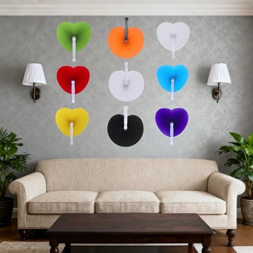 150 Pcs White Heart Paper Fans, alternate view 2