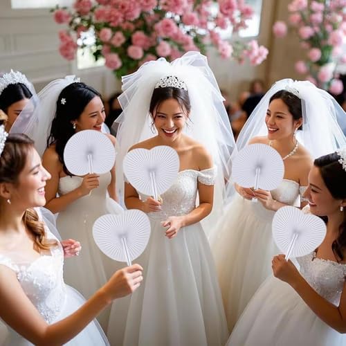 150 Pcs White Heart Paper Fans, alternate view 4