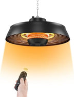 1500W Carbon Infrared Hanging Patio Heater, 3-Second Warmth, Black in Black