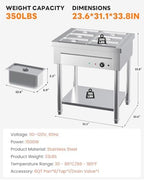 1500W Commercial Food Warmer, Electric Steam Table, alternate view 3