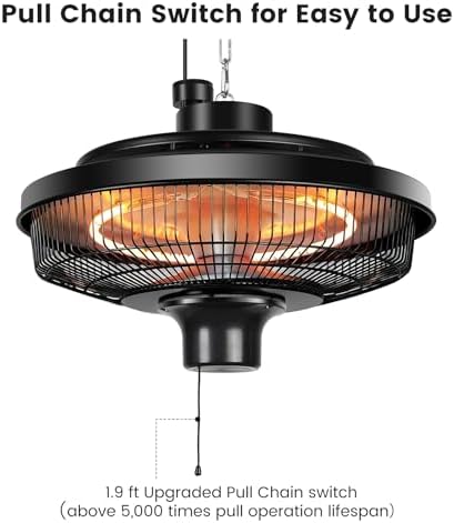 1500W Electric Ceiling Heater for Home, Patio, Gazebo & Greenhouse, alternate view 4