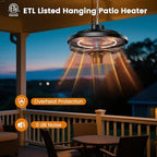 1500W Electric Ceiling Heater for Home, Patio, Gazebo & Greenhouse, alternate view 5
