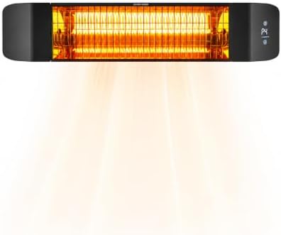 1500W Electric Infrared Patio Heater, Fast 3-Second Warmth, Black in Black