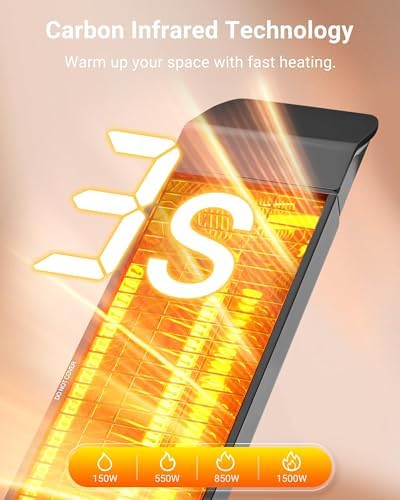 1500W Electric Infrared Patio Heater, Fast 3-Second Warmth, Black in Black, alternate view 3