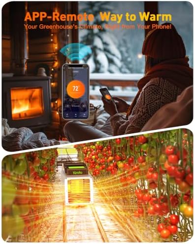 1500w Greenhouse Heater, with APP Remote Control, Portable Outdoor Winter Heater With Thermostat For Plants, alternate view 4