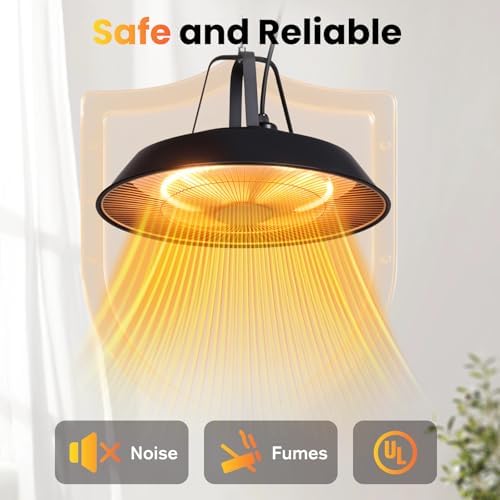 1500W Hanging Patio Heater, Ceiling-Mounted Infrared Heater, alternate view 6