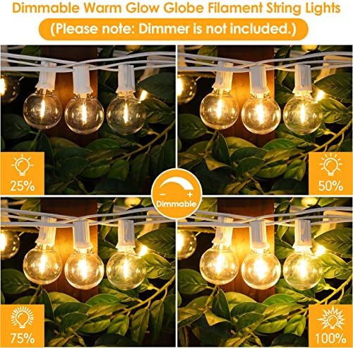 150Ft(3x50Ft) Outdoor String Lights, Connectable G40 Globe Patio Lights Connectable with 75+6 LED Plastic Bulbs, alternate