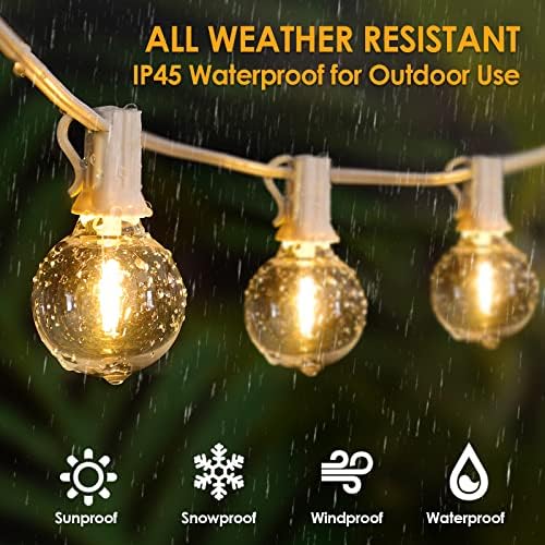 150Ft(3x50Ft) Outdoor String Lights, Connectable G40 Globe Patio Lights Connectable with 75+6 LED Plastic Bulbs, alternate