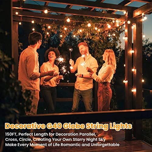 150FT G40 LED Globe String Lights Outdoor Waterproof Shatterproof, alternate view 6